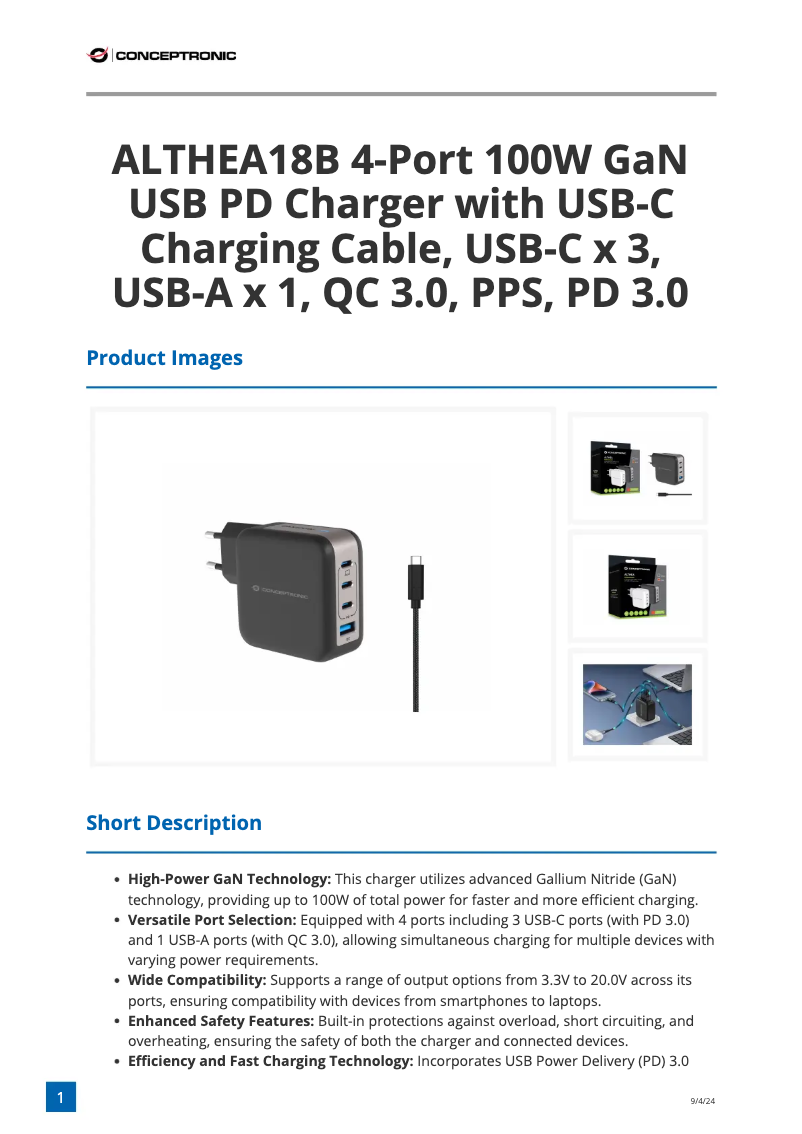 Image de la première page du manuel de l'appareil ALTHEA18B