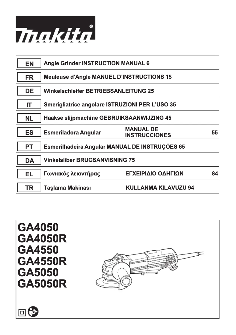 Page 1 de la notice Manuel utilisateur Makita GA5050R