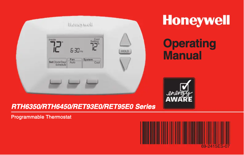 Page n°1 - Manuel utilisateur Honeywell RET93E0