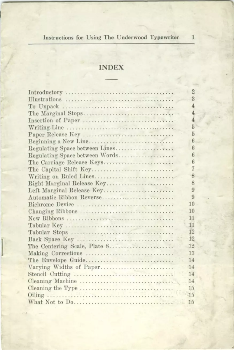 Page 1 of the manual User Manual Underwood 3