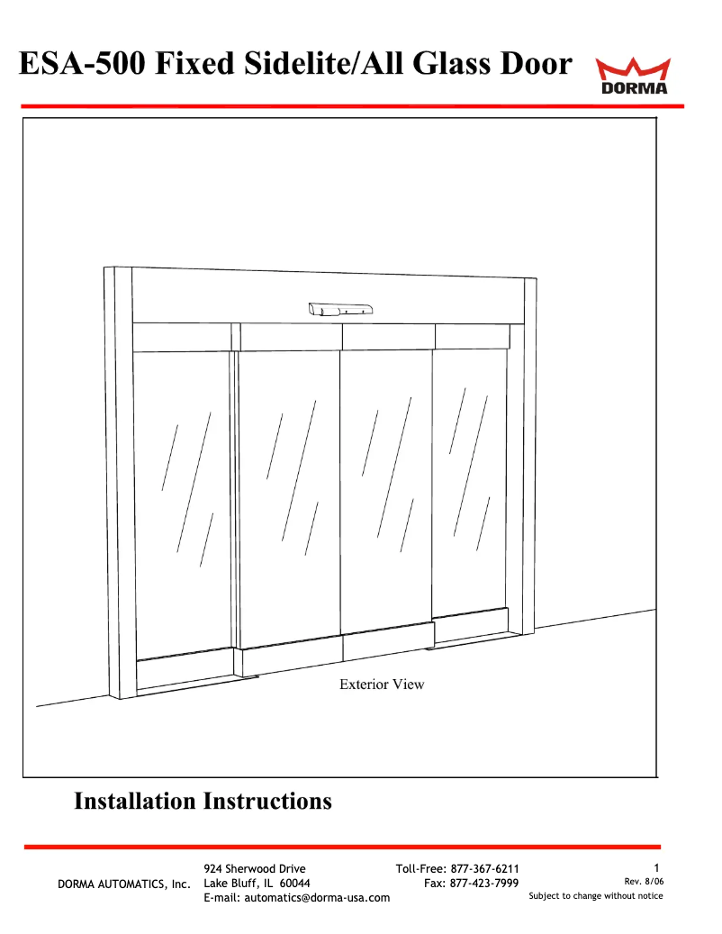 Page 1 de la notice Manuel utilisateur Dormakaba ESA 500