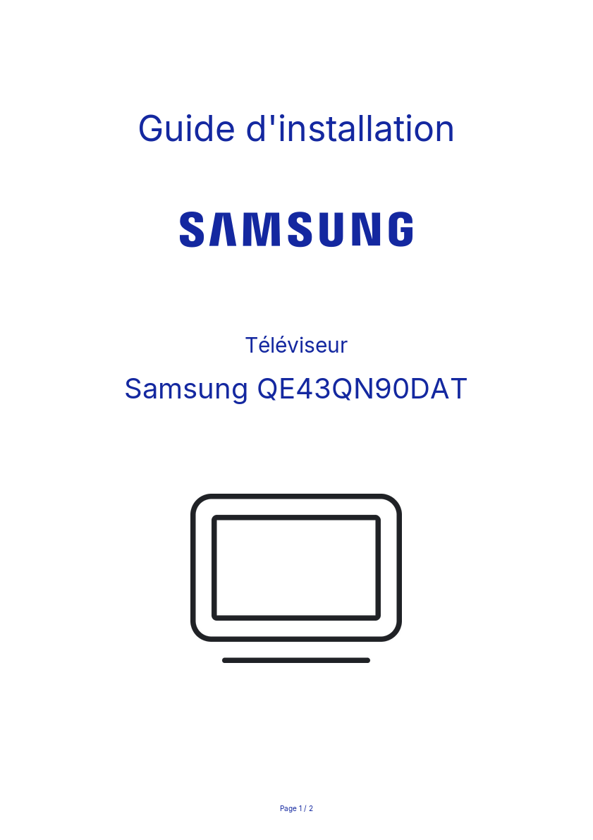 Page n°1 - Guide d'installation Samsung QE43QN90DAT