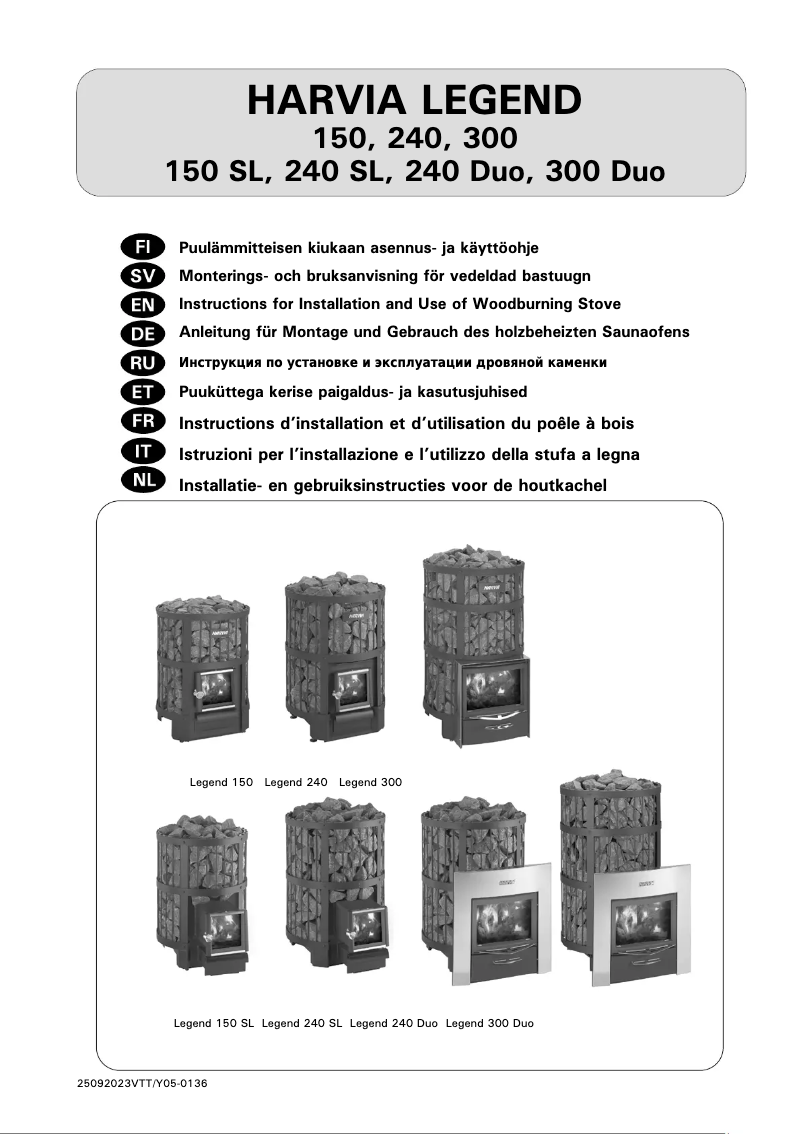Page n°1 - Manuel utilisateur Harvia Legend 240 SL