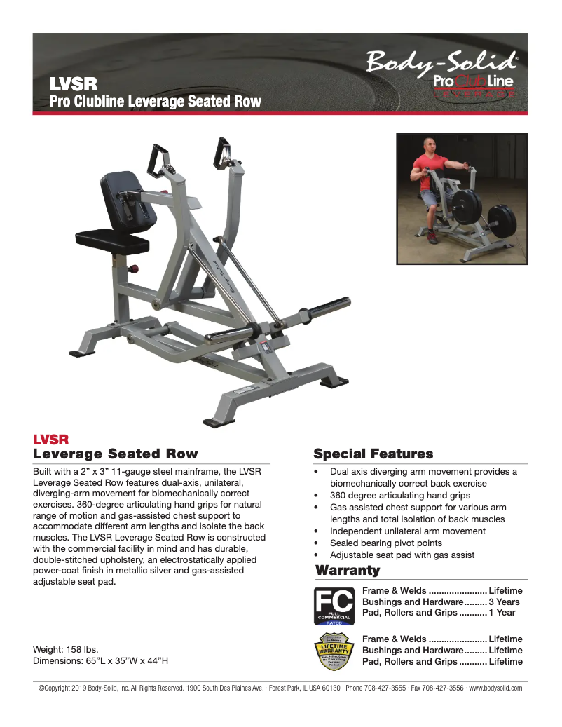 Page n°1 - Fiche technique Body-Solid LVSR