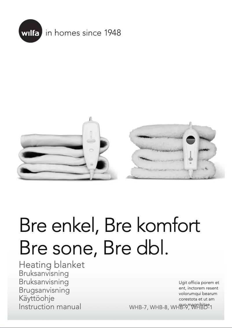 Page n°1 - Manuel utilisateur Wilfa HBW-1