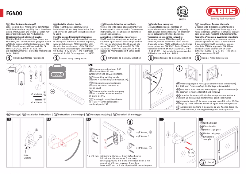 Image de la première page du manuel de l'appareil FG400