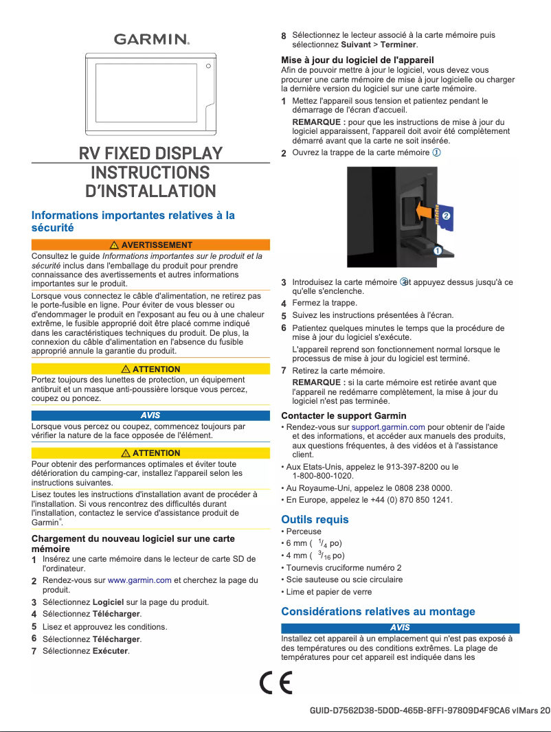 Page n°1 - Guide d'installation Garmin RV 7