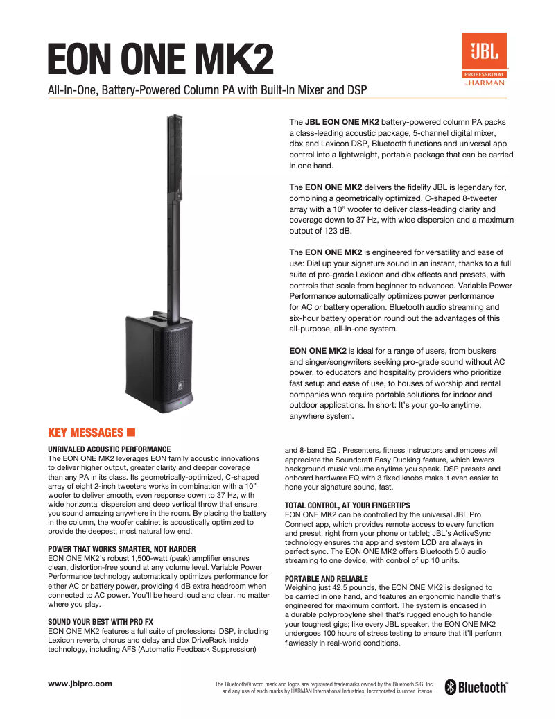 Image de la première page du manuel de l'appareil EON ONE MK2