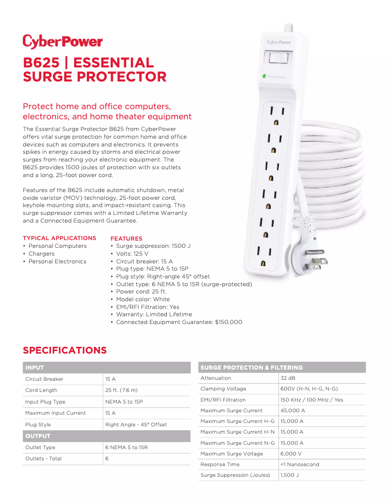 Page n°1 - Fiche technique CyberPower B625