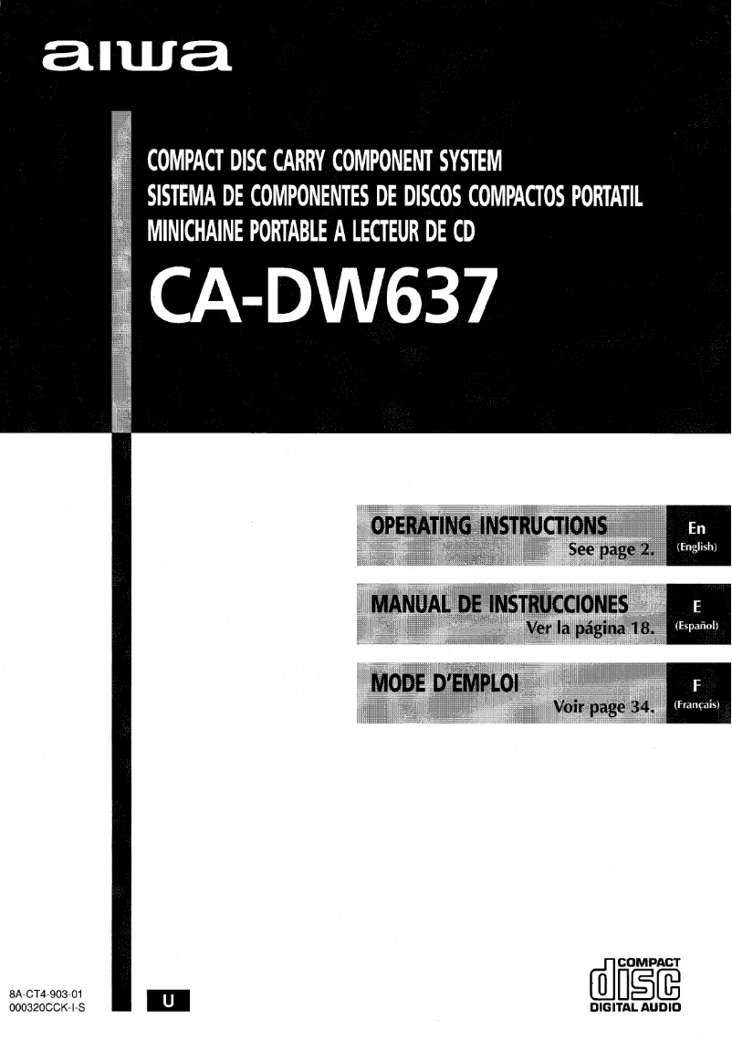 Page 1 de la notice Manuel utilisateur Aiwa CA-DW637