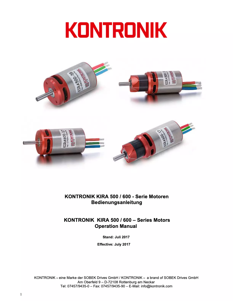 Page 1 de la notice Manuel utilisateur KONTRONIK KIRA 500-30
