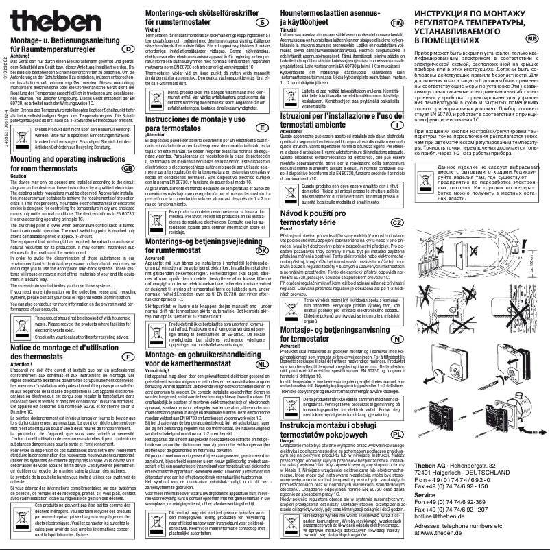 Page n°1 - Manuel utilisateur Theben RAM 701