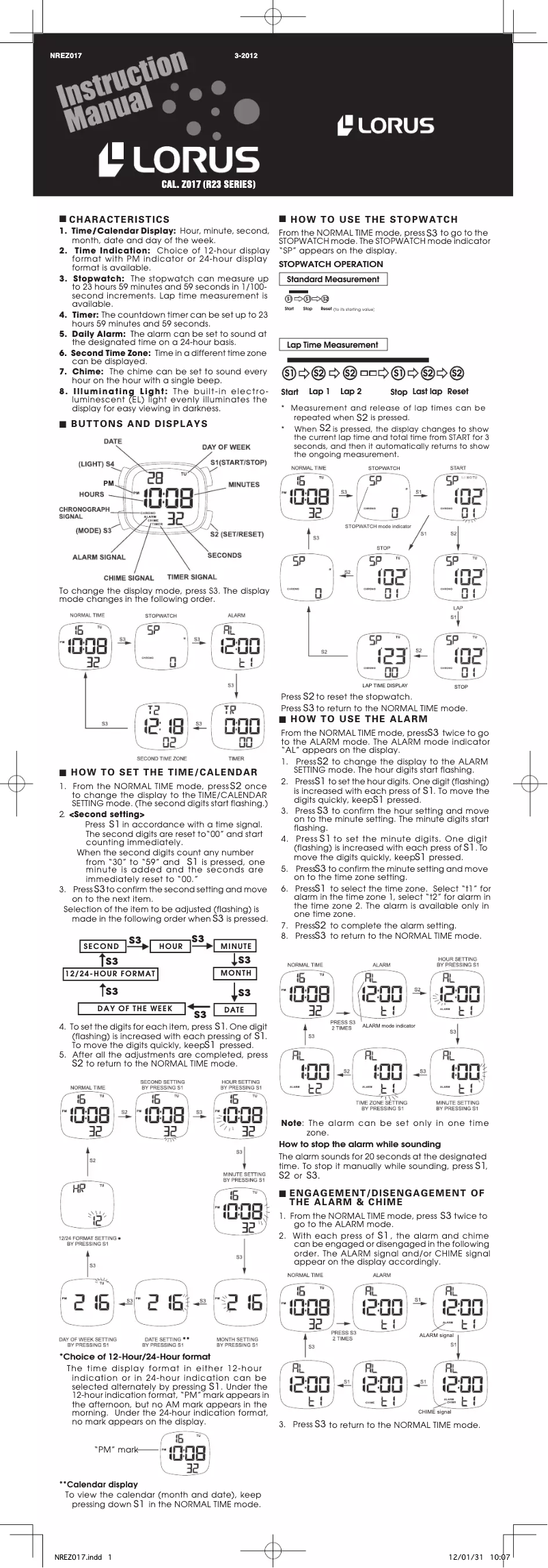 Image de la première page du manuel de l'appareil Z017