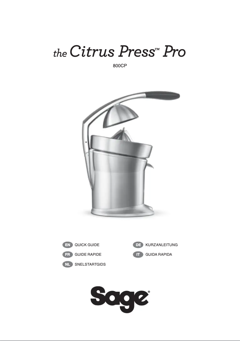 Image de la première page du manuel de l'appareil the Citrus Press Pro 800CP