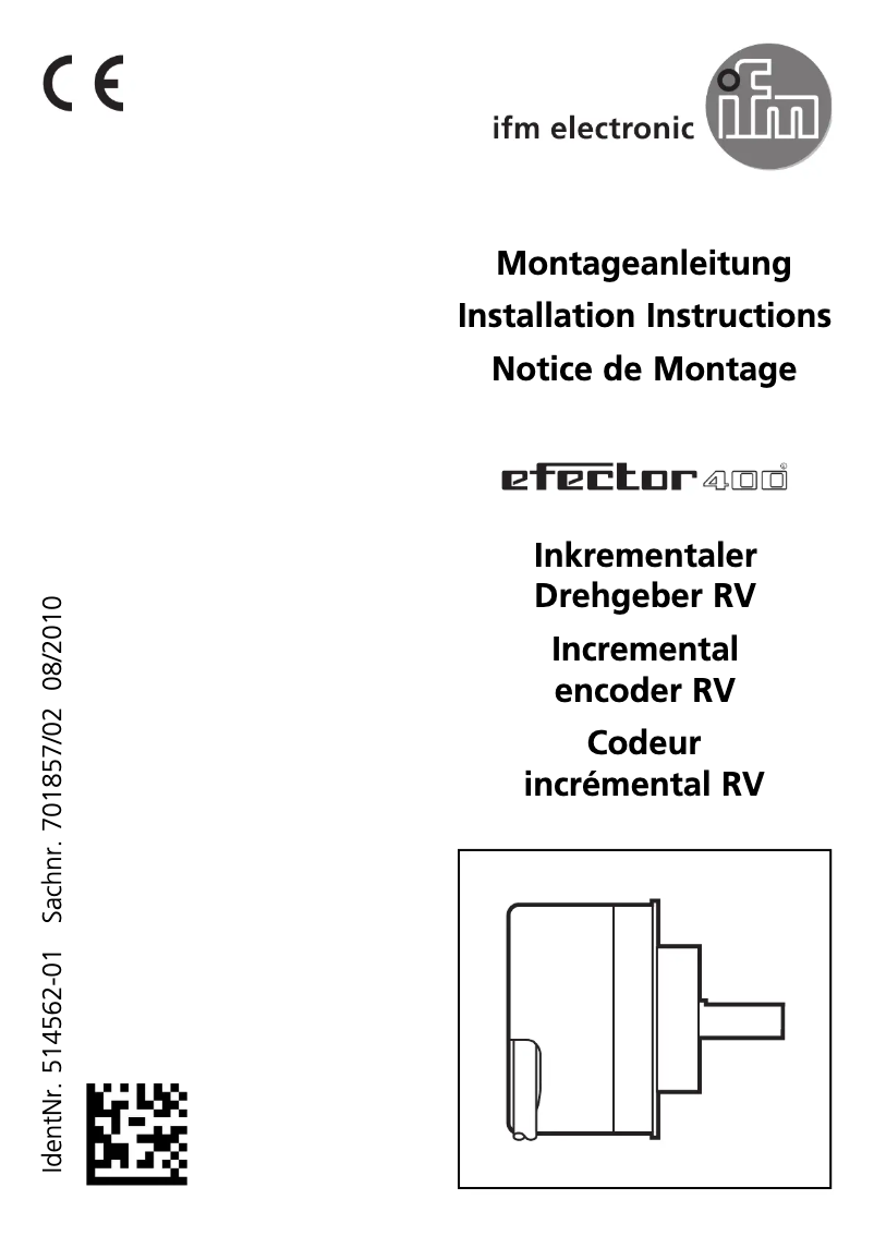 Page 1 de la notice Manuel utilisateur IFM RV6138