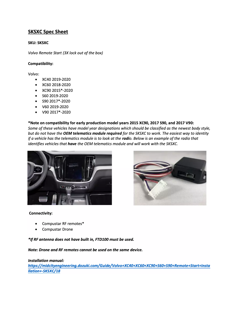 Page 1 de la notice Manuel utilisateur iDatalink Compustar SKSXC