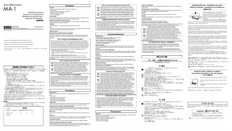Page 1 de la notice Manuel utilisateur Korg MA-1