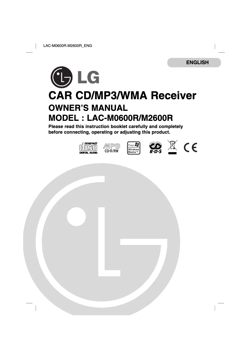 Page 1 de la notice Manuel utilisateur LG LAC-M0600R