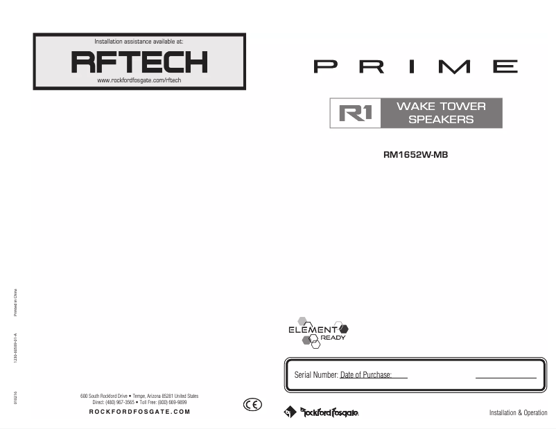 Page 1 de la notice Manuel utilisateur Rockford Fosgate RZR14-REAR