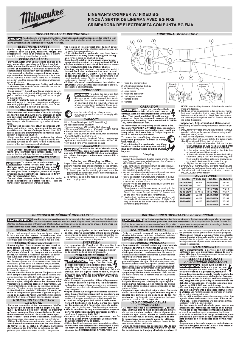 Page 1 de la notice Manuel utilisateur Milwaukee 49-16-2601