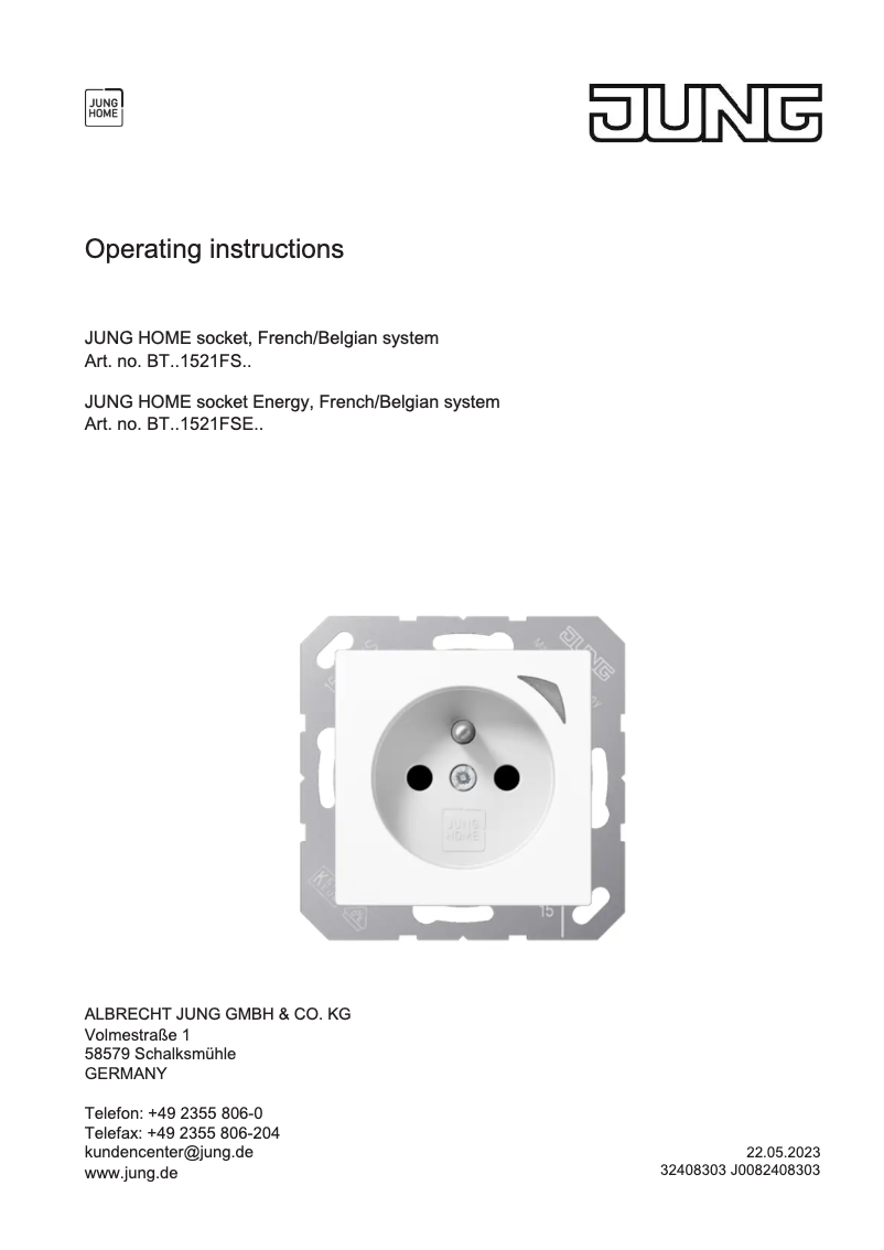 Page 1 de la notice Manuel utilisateur JUNG BTLC1521FSE