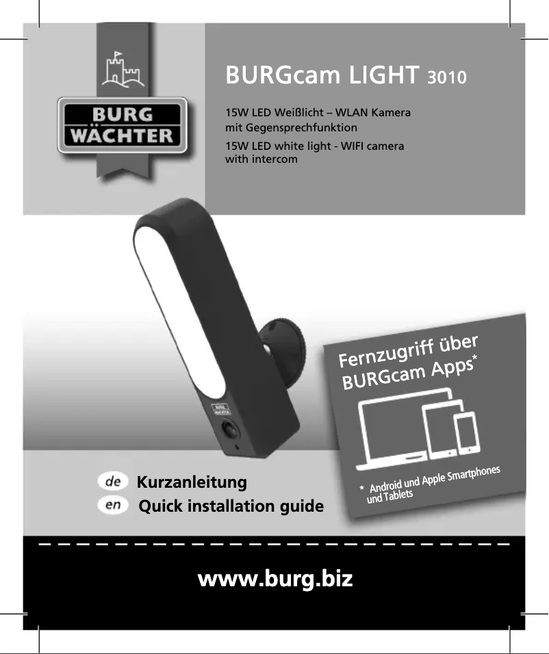 Page 1 de la notice Manuel utilisateur Burg Wächter BURGcam Light 3010