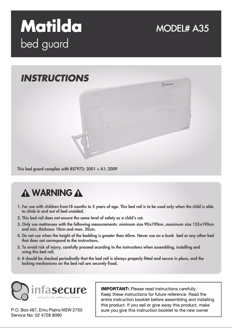 Page 1 de la notice Manuel utilisateur InfaSecure Matilda A35