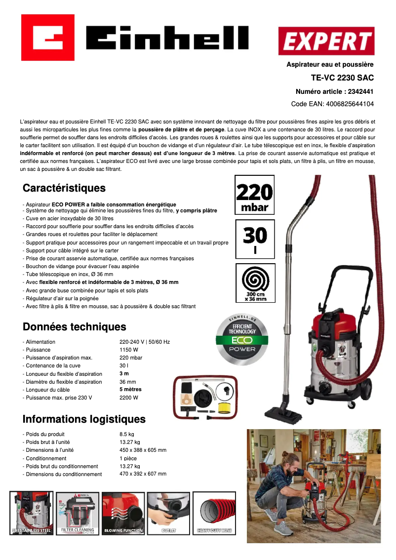 Image de la première page du manuel de l'appareil TE-VC 2230 SAC