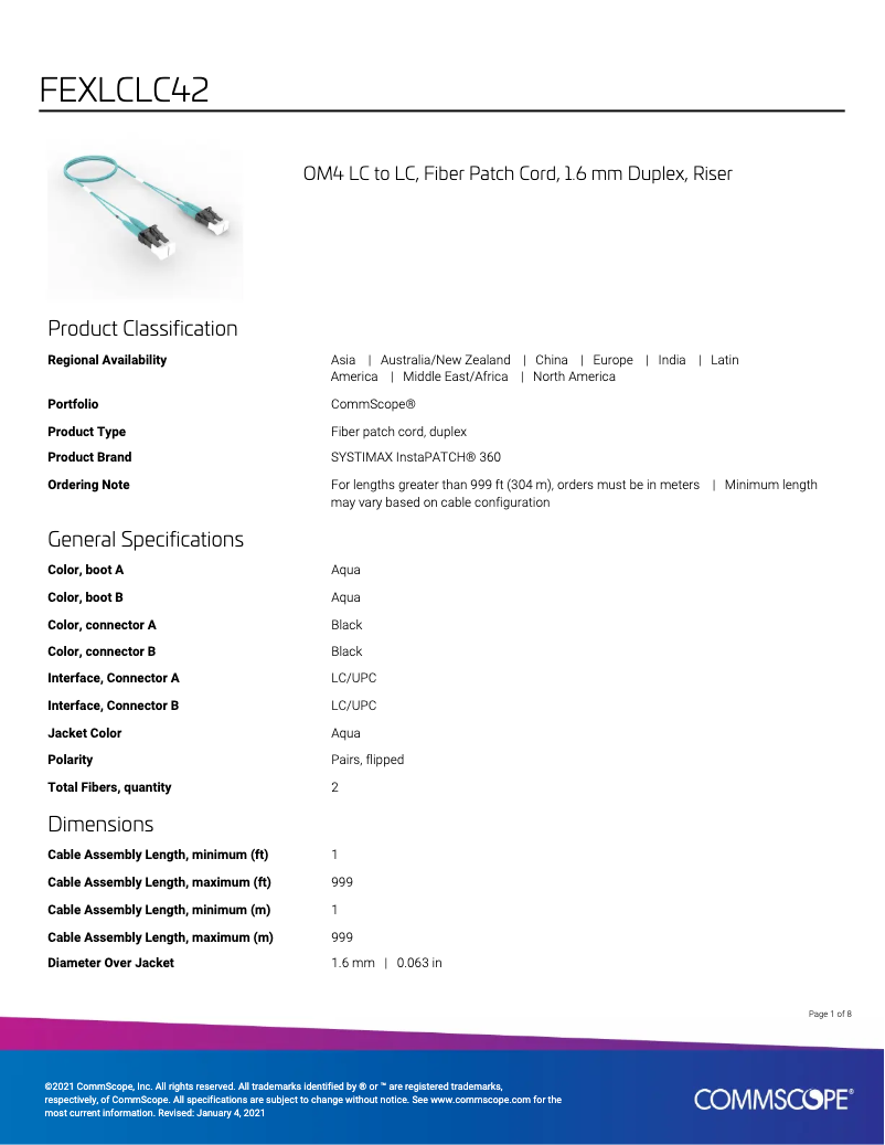 Page n°1 - Manuel utilisateur CommScope FEXLCLC42