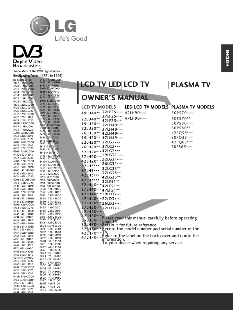 Image de la première page du manuel de l'appareil 19LH201C