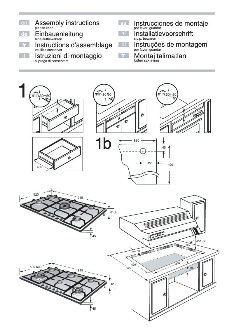 Page n°1 - Guide d'installation Bosch PCN985FEU