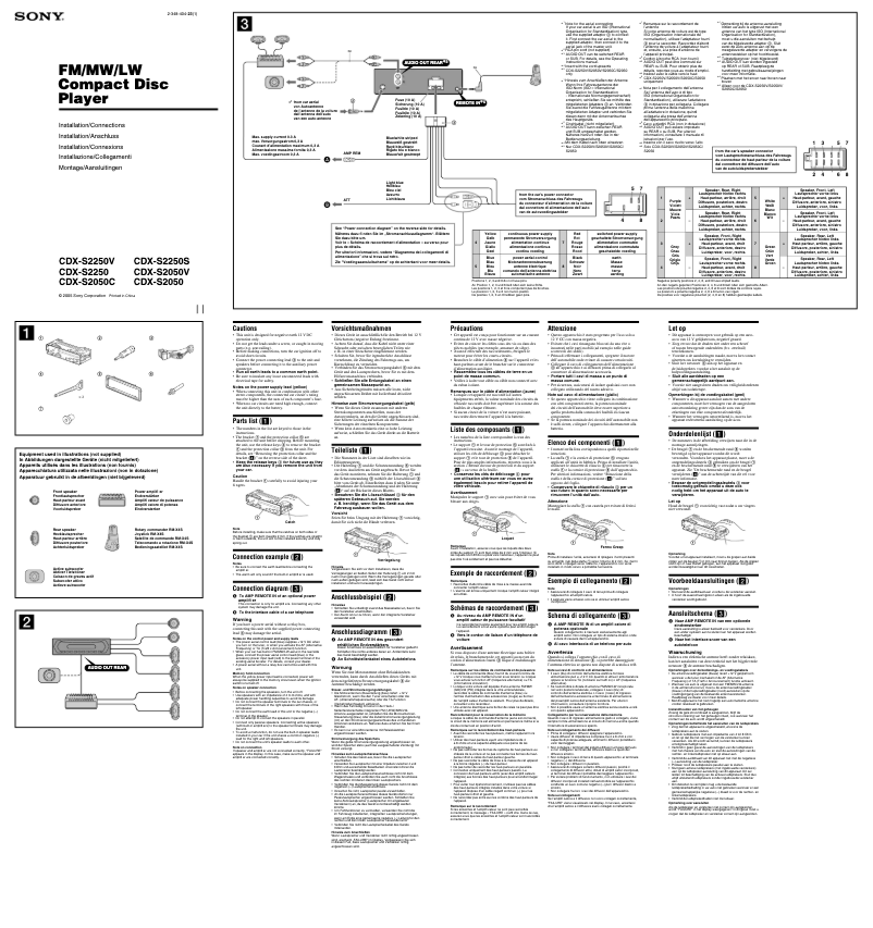 Page 1 de la notice Guide d'installation Sony CDX-S2050