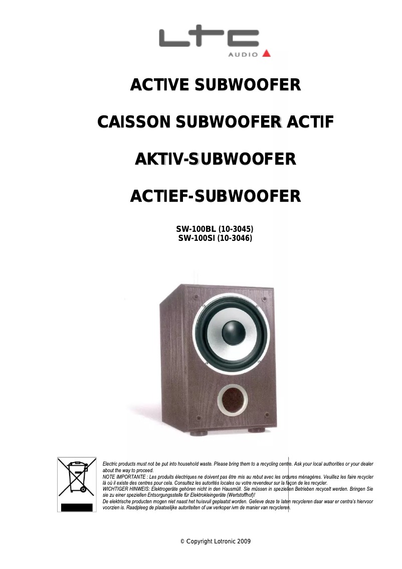 Page 1 de la notice Manuel utilisateur LTC SW100