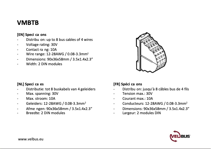 Image de la première page du manuel de l'appareil VMBTB