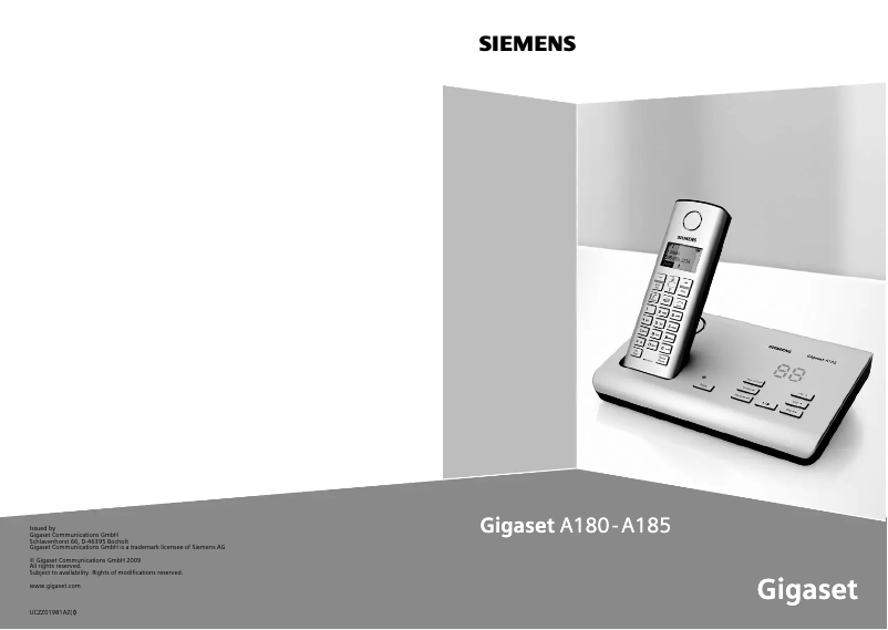 Página 1 del manual Manual de usuario Siemens Gigaset A180