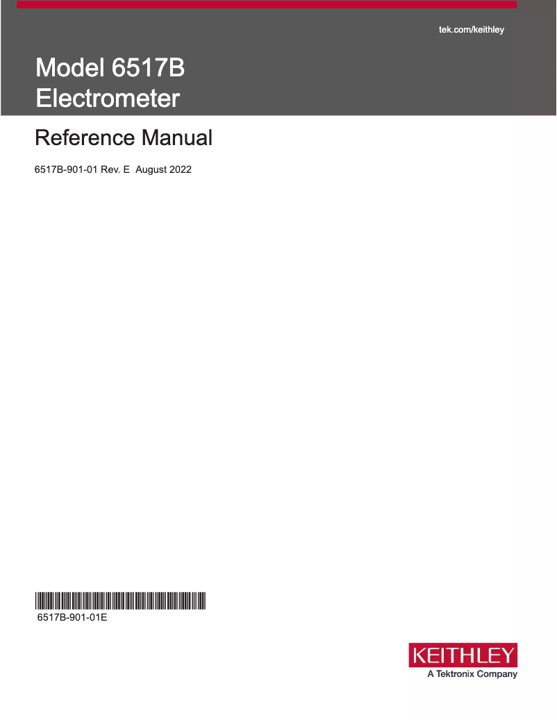 Page n°1 - Manuel utilisateur Keithley 6517B