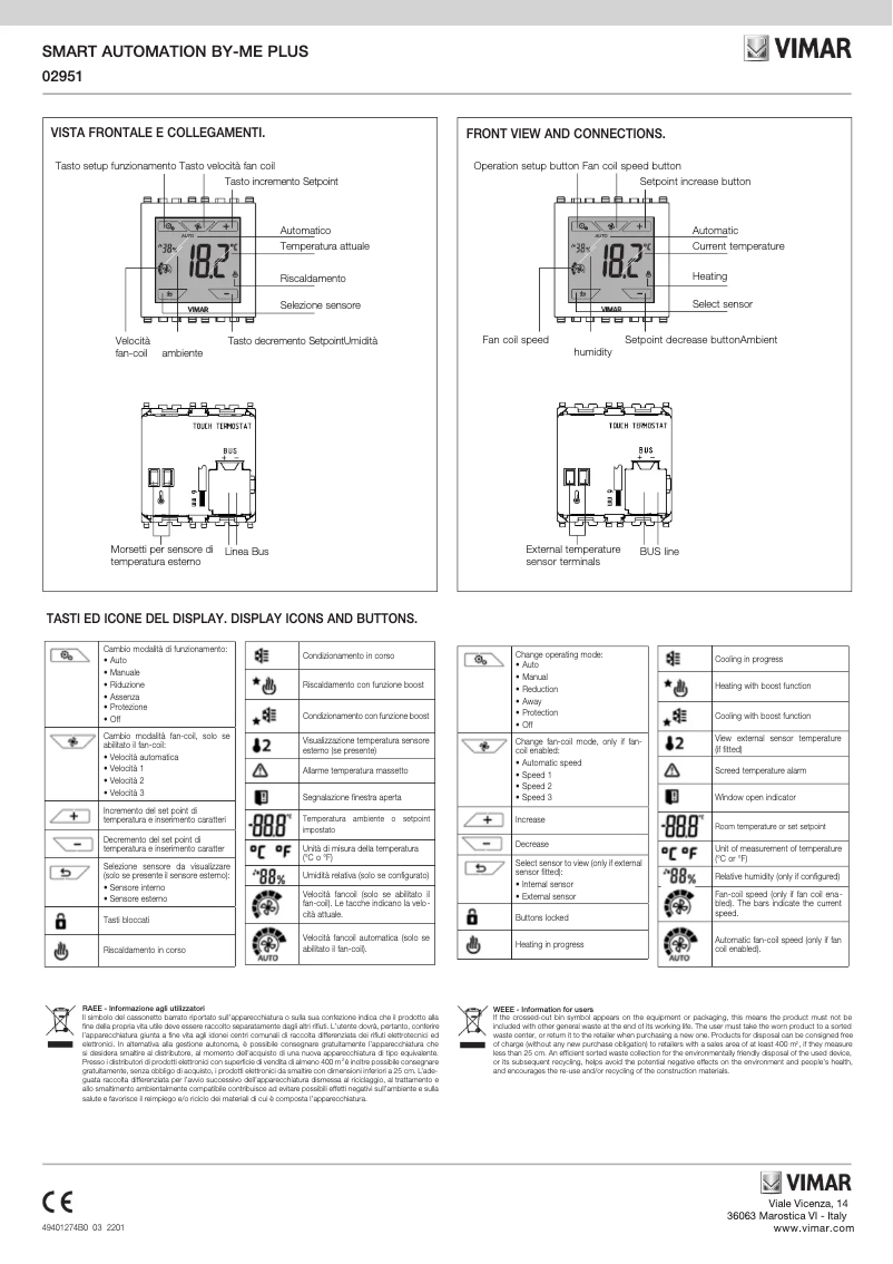 Page n°1 - Manuel utilisateur Vimar 02951.B
