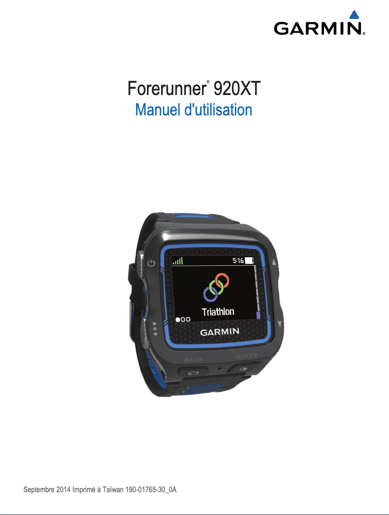Page 1 de la notice Manuel utilisateur Garmin Forerunner 920XT