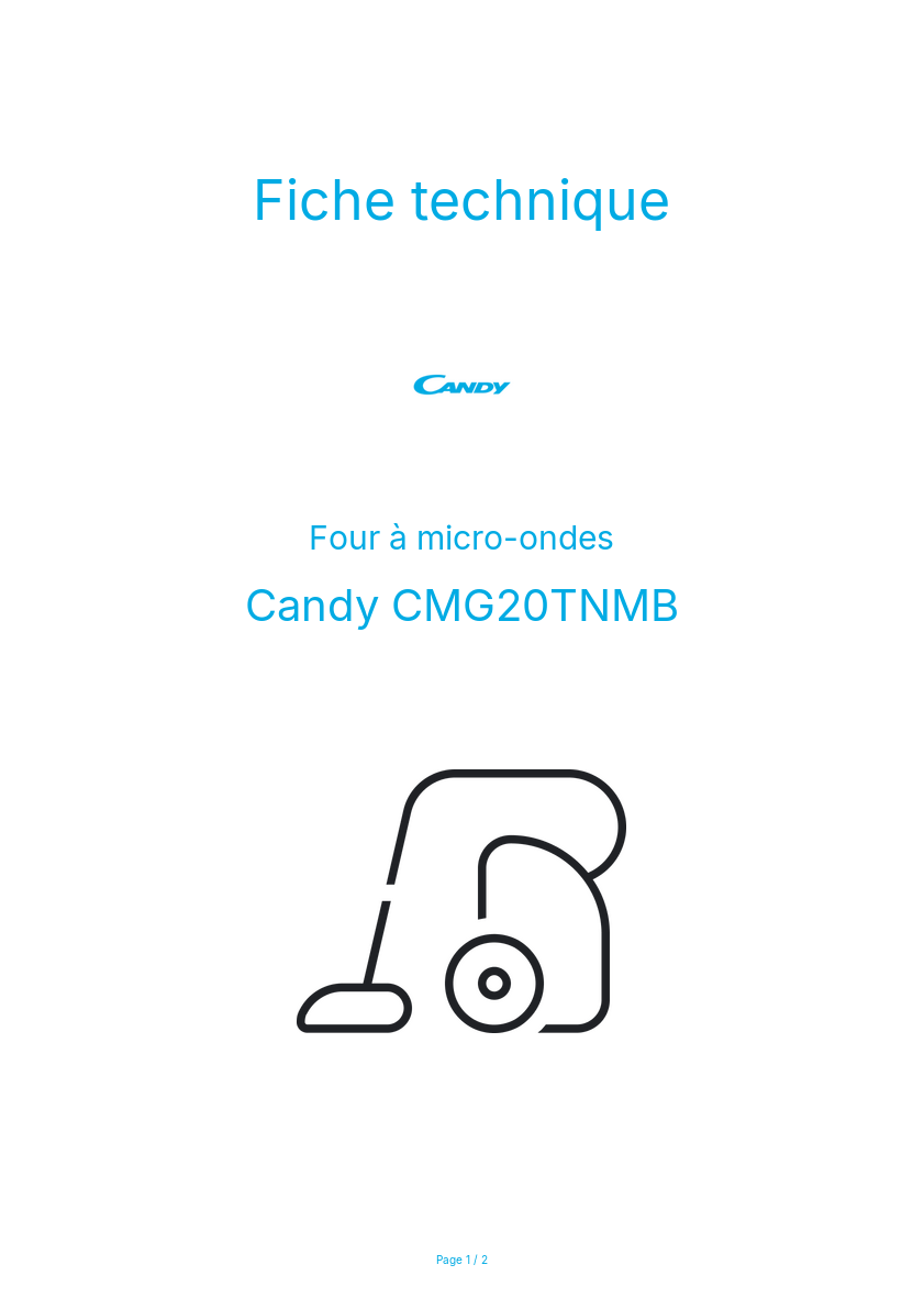 Page n°1 - Fiche technique Candy CMG20TNMB