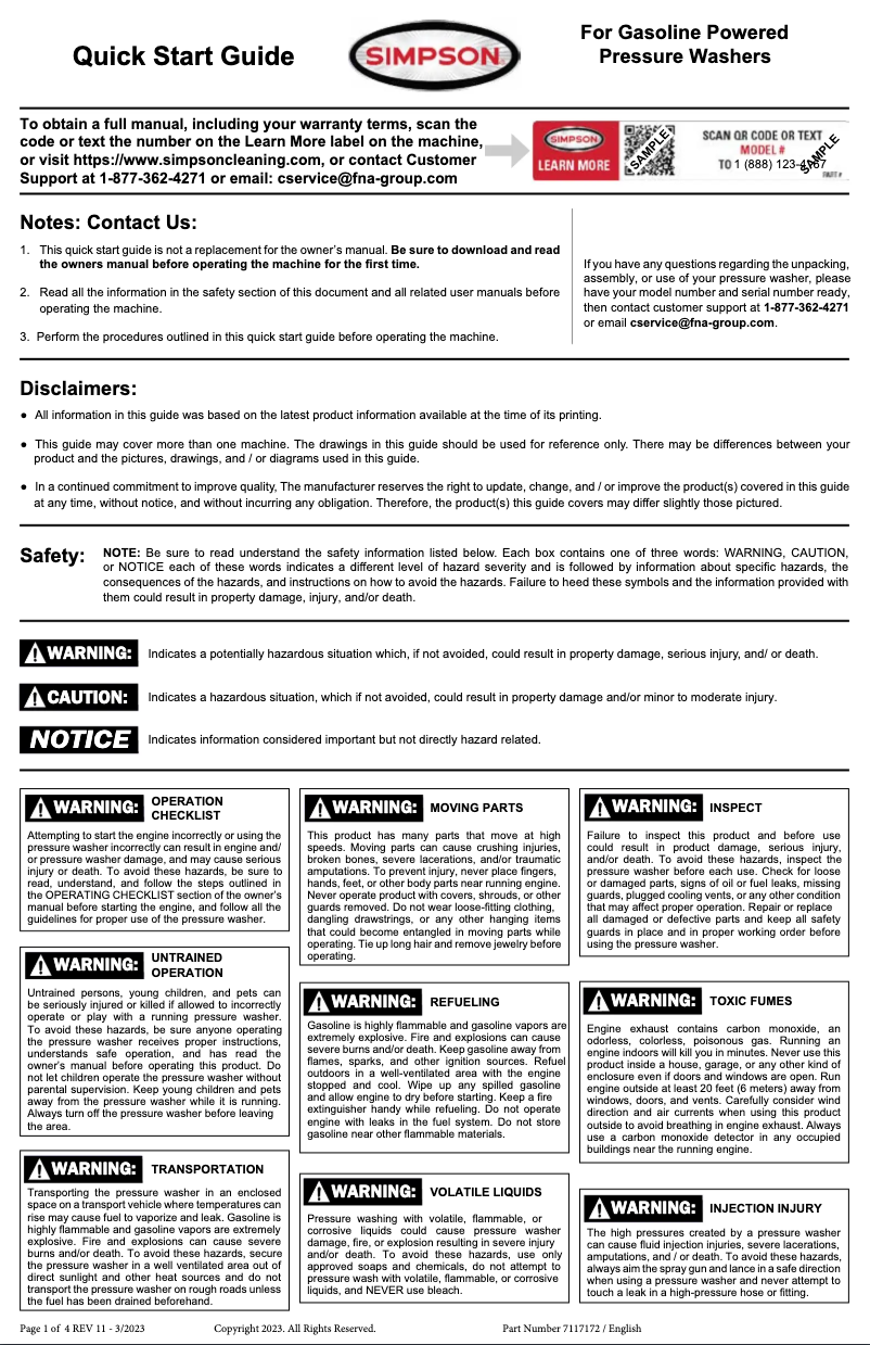 Page 1 de la notice Guide de démarrage rapide Simpson CM61083-S