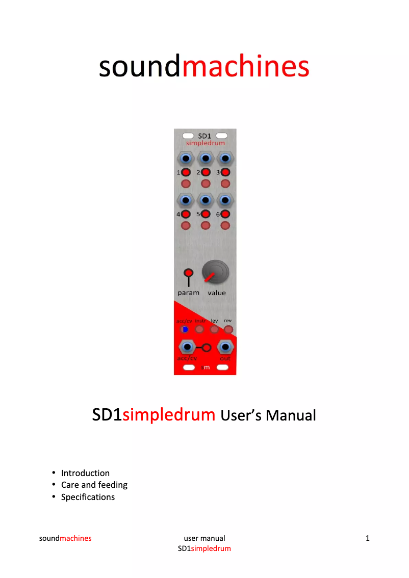 Image de la première page du manuel de l'appareil SD1 Simpledrum