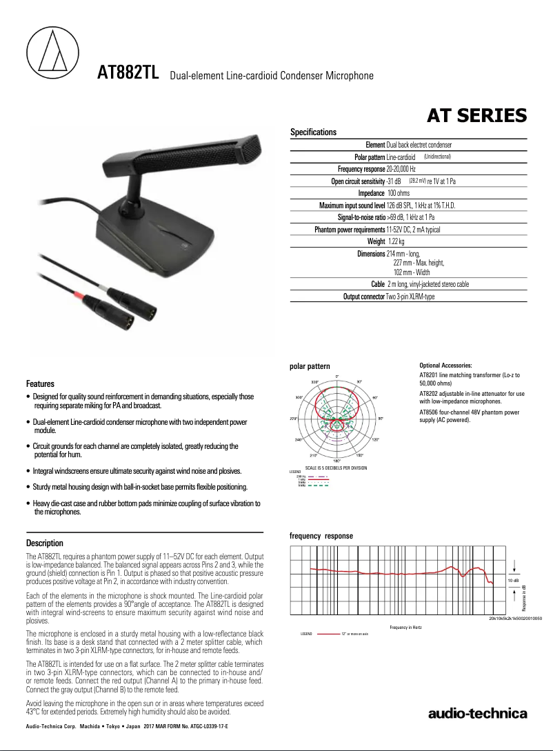 Page 1 de la notice Manuel utilisateur Audio-Technica AT882TL