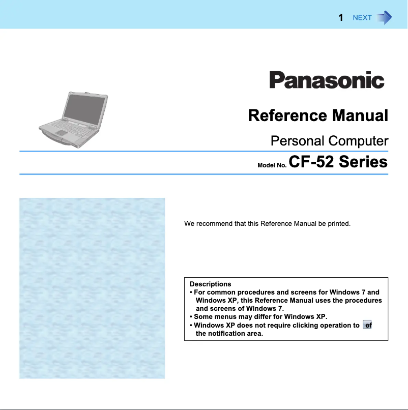 Page n°1 - Manuel utilisateur Panasonic Toughbook CF-52