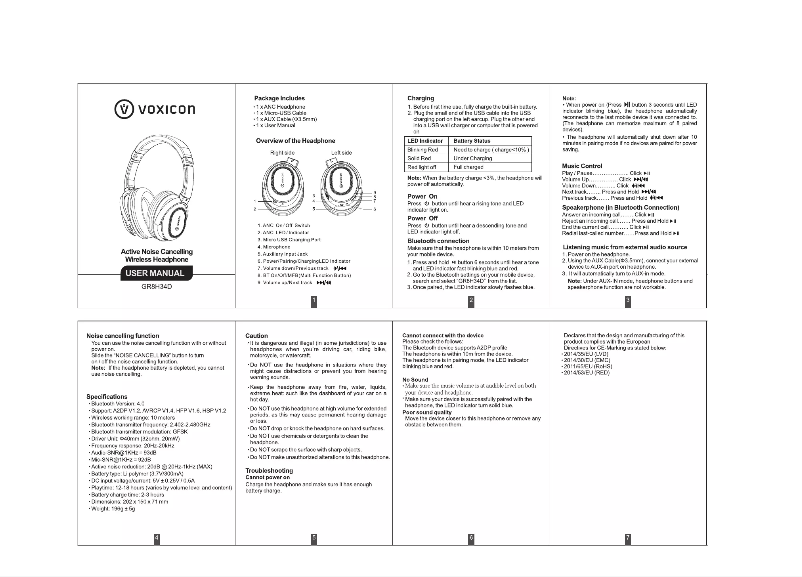 Page 1 de la notice Manuel utilisateur Voxicon GR8H34D
