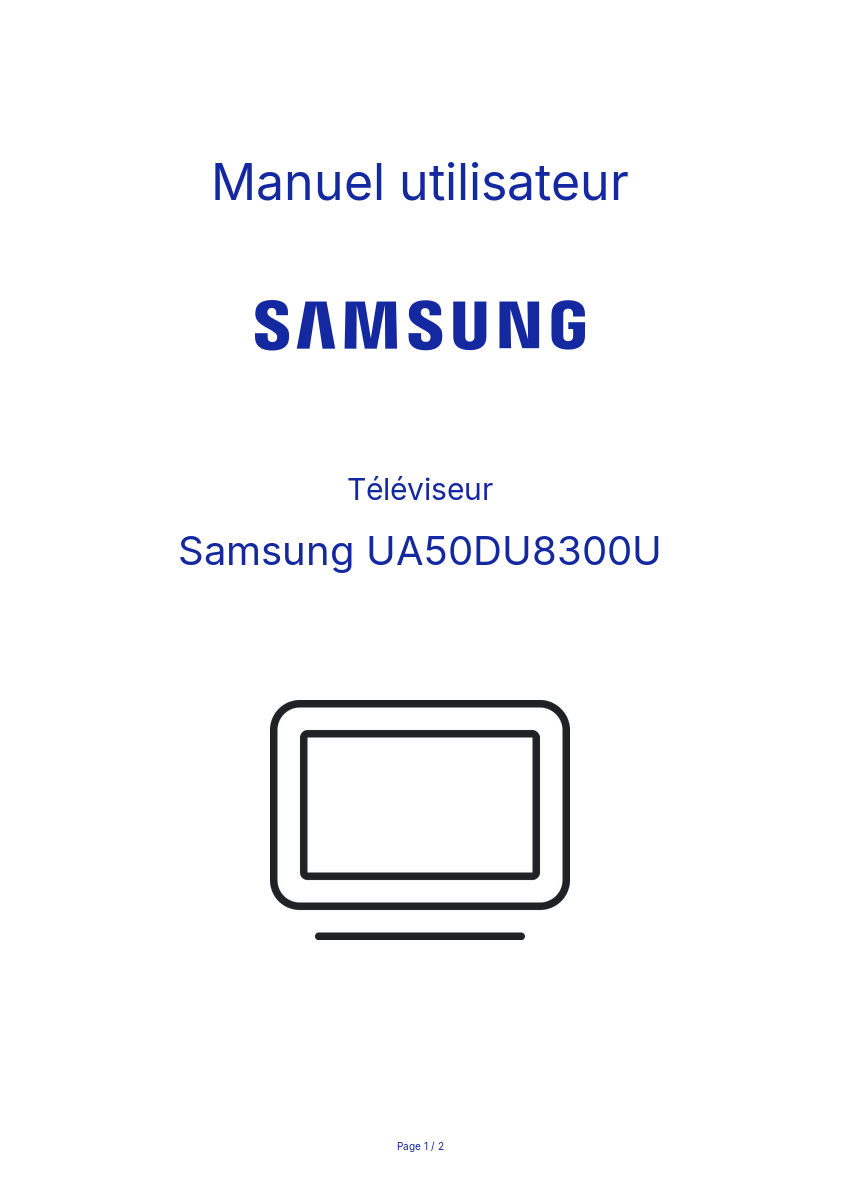 Page n°1 - Manuel utilisateur Samsung UA50DU8300U
