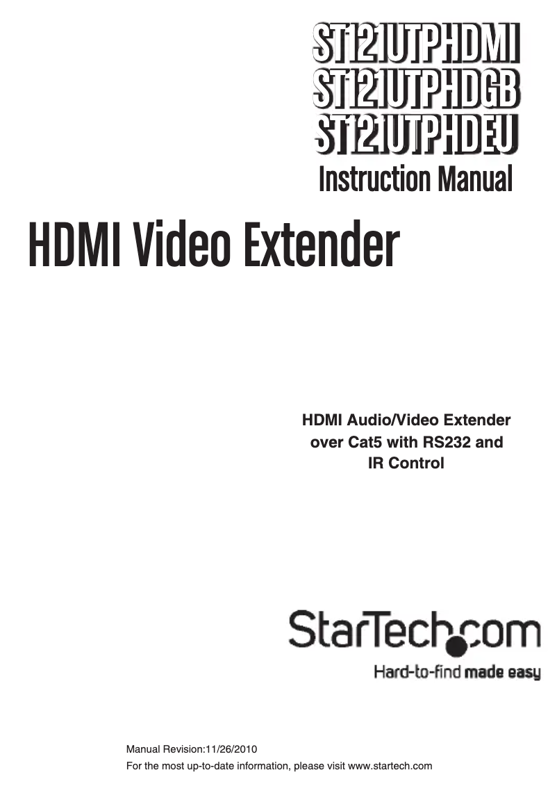 Page n°1 - Manuel utilisateur StarTech.com ST121UTPHDEU