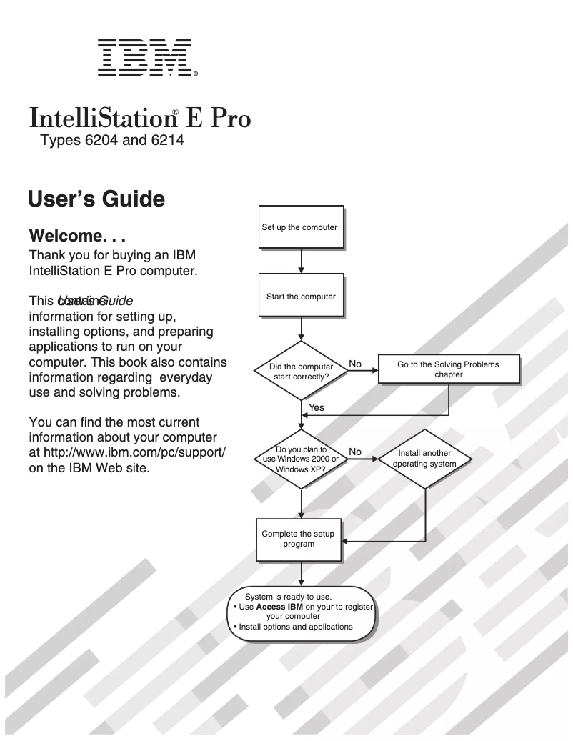 Page n°1 - Manuel utilisateur IBM IntelliStation E Pro