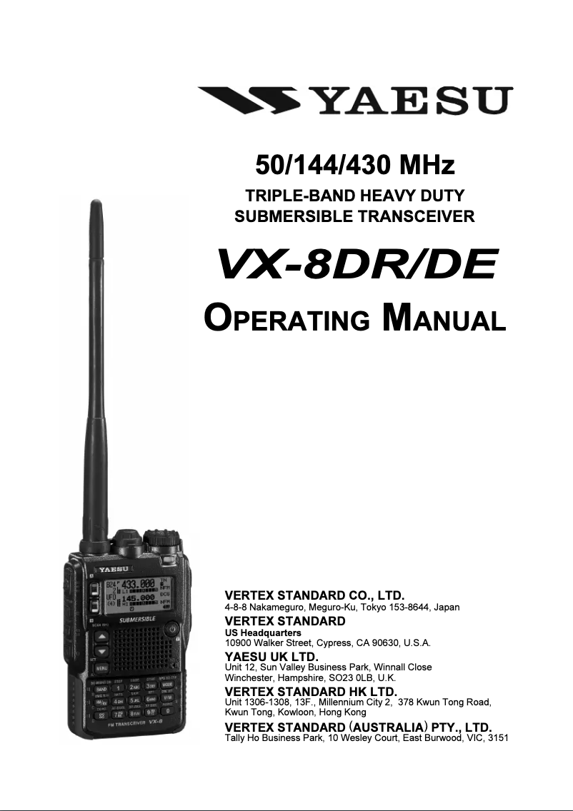 Página 1 del manual Manual de usuario Yaesu VX-8DR