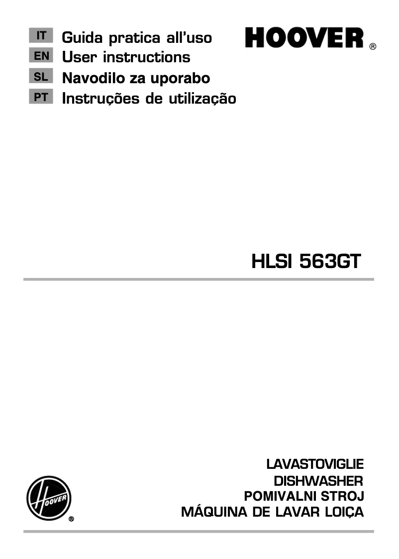 Page n°1 - Manuel utilisateur Hoover HLSI 563GT