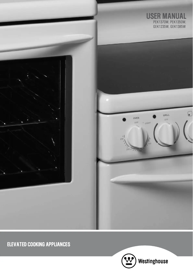 Page n°1 - Manuel utilisateur Westinghouse PEK1350RW